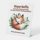 可愛いキツネおむつ離れラッフルサインで眠る 台座サイン (正面)