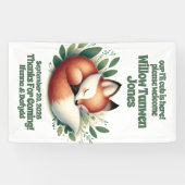 可愛いキツネが寝離れるBaby Shower Welcome 横断幕 (横)