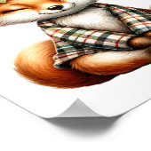 可愛いキツネが禅をしている ポスター (角)