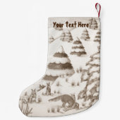 可愛いキツネとウサギのクリスマススノーシーン スモールクリスマスストッキング (裏面)