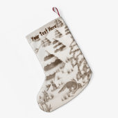 可愛いキツネとウサギのクリスマススノーシーン スモールクリスマスストッキング (裏面 (吊り時))