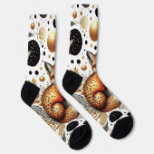 可愛いキツネとドットのシームレス ソックス (右)