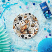 可愛いキツネとドットのシームレス ペーパープレート (パーティー)