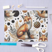 可愛いキツネとドットのシームレス 薄葉紙 (クラフト)