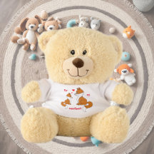 可愛いキツネとハート、手描き