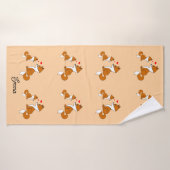 可愛いキツネとハート、手書きパーソナライズされた、 バスタオル (バスタオル)