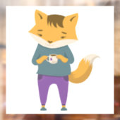 可愛いキツネに一杯のお茶 ウィンドウサイン (シート2)