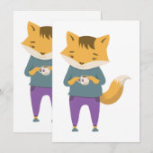 可愛いキツネに一杯のお茶 シーズンカード (正面/裏面)