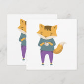 可愛いキツネに一杯のお茶 シーズンカード (正面/裏面)