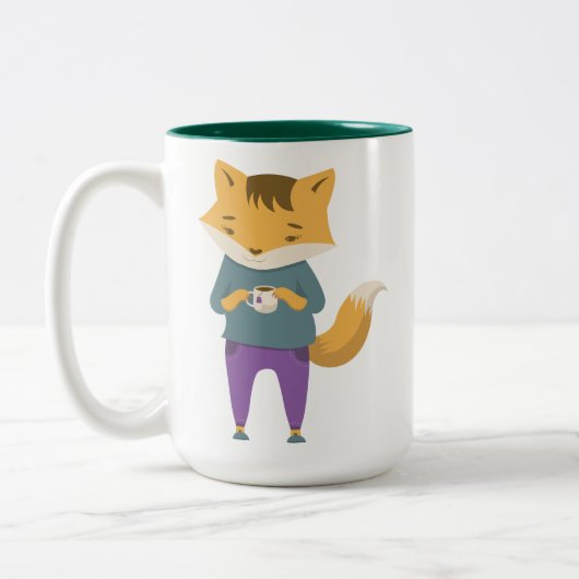 可愛いキツネに一杯のお茶 ツートーンマグカップ (左)