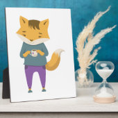 可愛いキツネに一杯のお茶 フォトプラーク (側面)