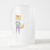 可愛いキツネに一杯のお茶 フロストグラスビールジョッキ (正面左)