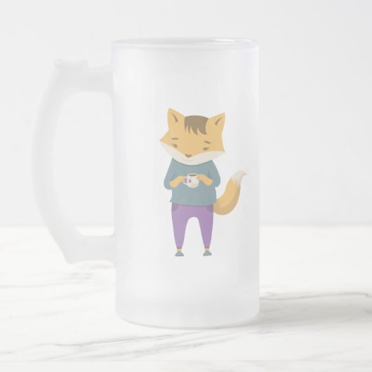 可愛いキツネに一杯のお茶 フロストグラスビールジョッキ (左)