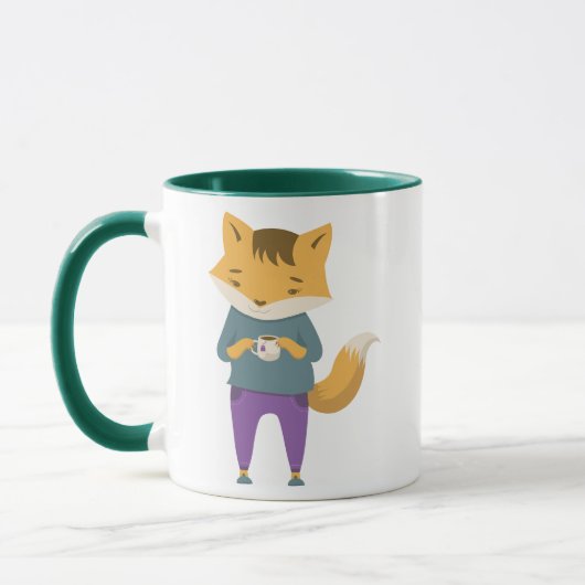 可愛いキツネに一杯のお茶 マグカップ (左)