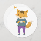 可愛いキツネに一杯のお茶 案内状 (正面/裏面)