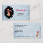 可愛いキツネのクリスマスハットのヴィンテージ背景 名刺 (正面/裏面)