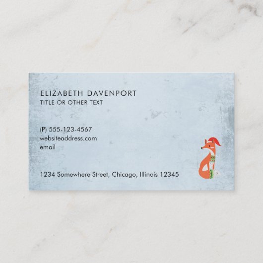 可愛いキツネのクリスマスハットのヴィンテージ背景 名刺 (裏面)