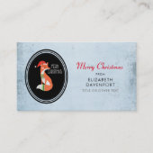 可愛いキツネのクリスマスハットのヴィンテージ背景 名刺 (正面)