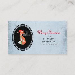 可愛いキツネのクリスマスハットのヴィンテージ背景 名刺