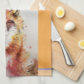 可愛いキツネアニマルウォーター色パステルカラー キッチンタオル (四つ折り)