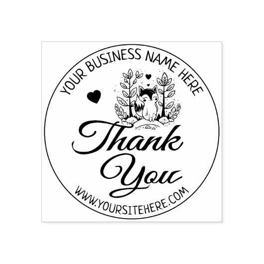 可愛いキツネカスタムビジネスサンキューゴム印 ラバースタンプ (インプリント)