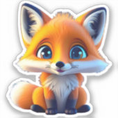 可愛いキツネキッズウッドランドスクール漫画グラフィック シール (正面)