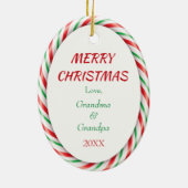 可愛いキツネキャンディーケーンフレーム セラミックオーナメント (裏面)