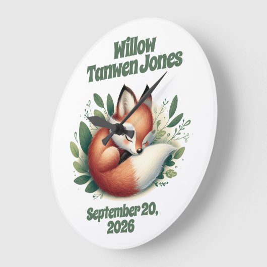 可愛いキツネスリープ離れイン子供部屋 ラージ壁時計 (傾斜)