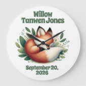 可愛いキツネスリープ離れイン子供部屋 ラージ壁時計 (正面)