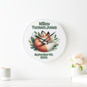 可愛いキツネスリープ離れイン子供部屋 ラージ壁時計 (ホーム)