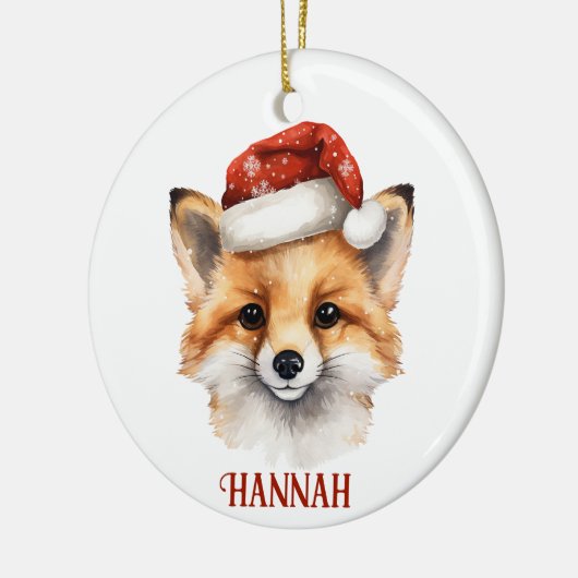 可愛いキツネパーソナライズされたクリスマスオーナメント セラミックオーナメント (左)
