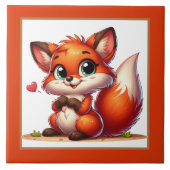 可愛いキツネ好きの動物 タイル (正面)