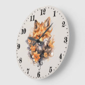 可愛いキツネ好きの追加文字 ラージ壁時計 (傾斜)