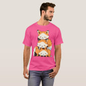 可愛いキツネ森林動物怠惰な疲れたキツネ Tシャツ (正面フル)