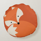 可愛いキツネ漫画オレンジ丸い枕 ラウンドクッション (裏面)
