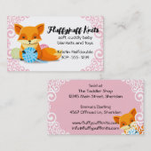 可愛いキツネ玉の糸の編み物クロシェのホームズパン 名刺 (正面/裏面)