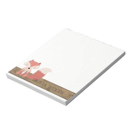 可愛いキツネ素朴ウッドフォレストクリーチャーパーソナライズされた ノートパッド (回転)