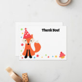 可愛いキツネ誕生日パーティーフラット感謝ノートカード ノートカード (正面/裏面インサイチュ)