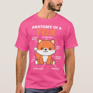 可愛いキツネ説明キツネの解剖学 Tシャツ