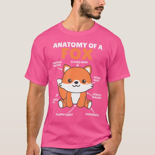 可愛いキツネ説明キツネの解剖学 Tシャツ (正面)