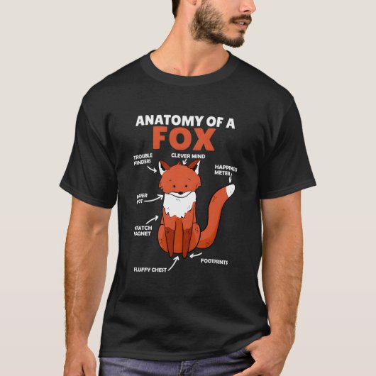 可愛いキツネ説明キツネの解剖学 Tシャツ (正面)