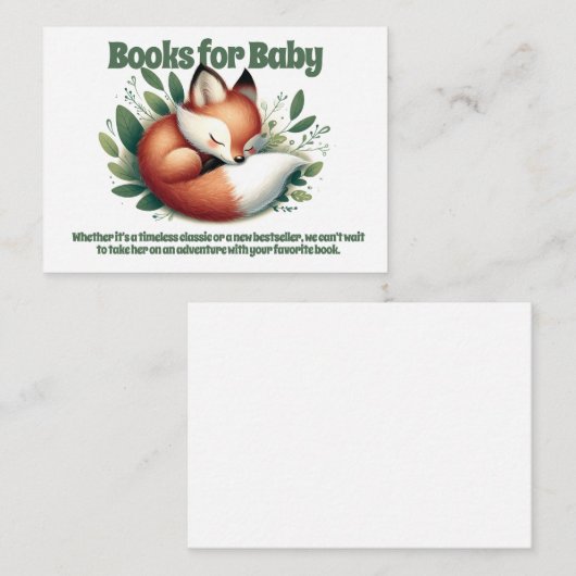 可愛いキツネ離れがベビー本で眠る エンクロージャーカード (正面/裏面)