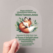 可愛いキツネ離れが赤ん坊シャワーで寝る アクリル招待状 (インサイチュ (ポータブル))