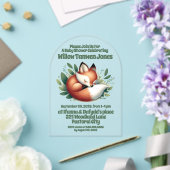 可愛いキツネ離れが赤ん坊シャワーで寝る アクリル招待状 (インサイチュ (ウェディング))