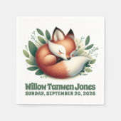 可愛いキツネ離れが赤ん坊シャワーで寝る スタンダードカクテルナプキン (正面)