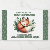 可愛いキツネ離れが赤ん坊シャワーで寝る スパークリングワインラベル (シングルラベル)