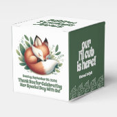 可愛いキツネ離れが赤ん坊シャワーで寝る フェイバーボックス (正面サイド)