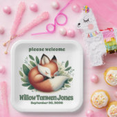 可愛いキツネ離れが赤ん坊シャワーで寝る ペーパープレート (パーティー)