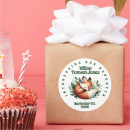 可愛いキツネ離れが赤ん坊シャワーで寝る ラウンドシール