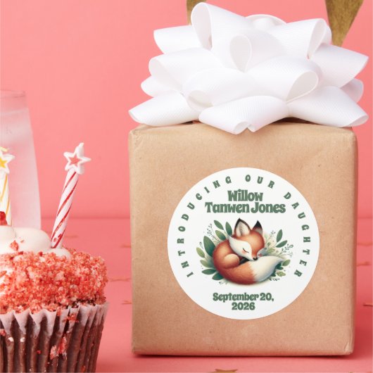 可愛いキツネ離れが赤ん坊シャワーで寝る ラウンドシール (パーティー)